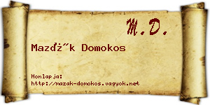 Mazák Domokos névjegykártya